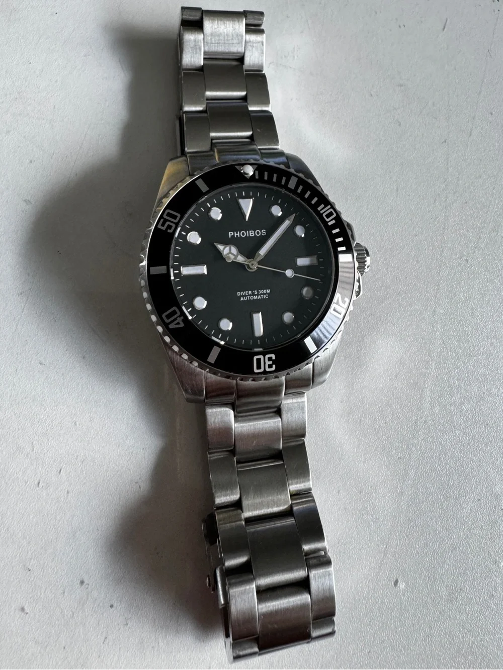 PHOIBOS GREAT WHITE PY006C 300M Automatic Diver Watch Black